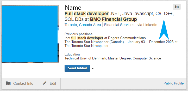 Example profile heading Sample Profile